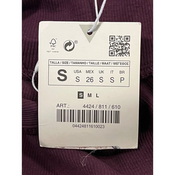 Zara Womens Plum Bodycon Turtleneck Sleeves Dress Size Small Women NWT New - Picture 6 of 7